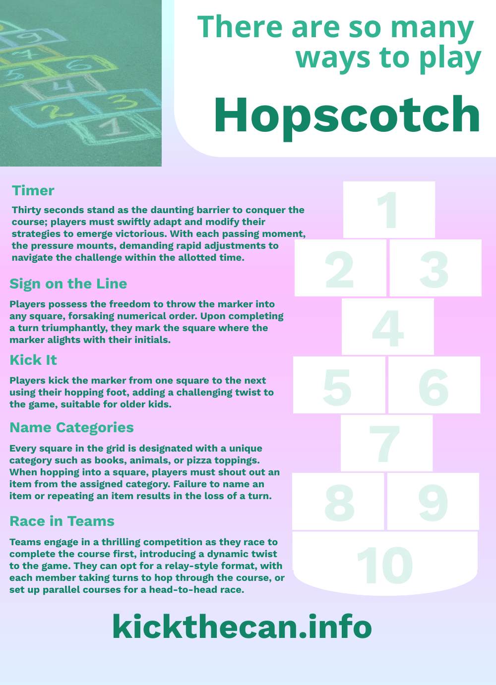 infographic about information how to play hopscotch